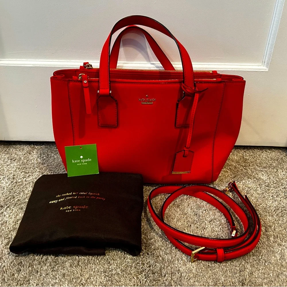 ♠️ EUC Kate Spade Prickly Pear (Red) Cameron Street Teegan Leather Bag